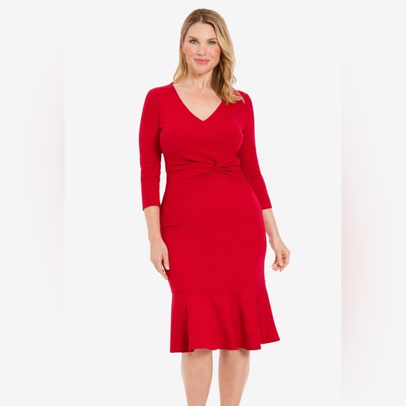 London Times Dresses & Skirts - London Times Vivid Red Long Sleeve Dress